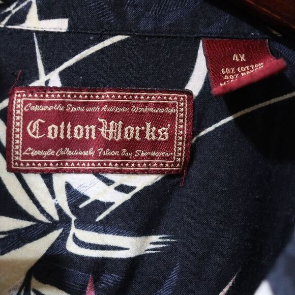 Cotton Works Mens 4X Tropical Floral Print Hawaiian Button Down Shirt - Picture 9 of 10